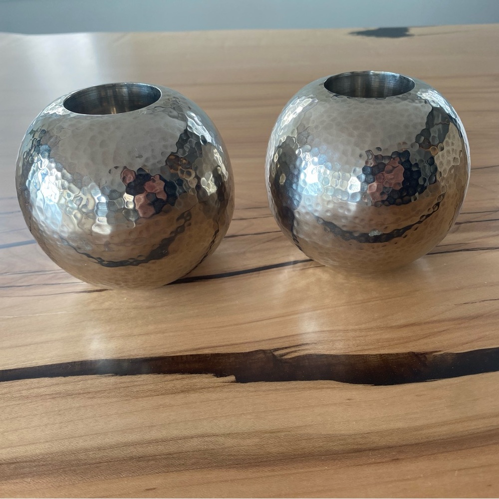 West Elm Hammered Silver Tea 💡 Holders